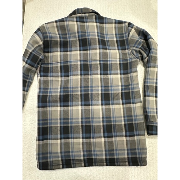 Burton Shacket Plaid Sherpa Lined Flannel DryRide Jacket Blue Black Grey Medium - Picture 2 of 9